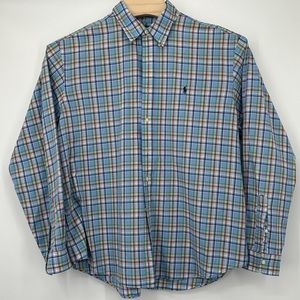 RALPH LAUREN XXL big and tall Classic Fit BLUE Plaid Green Cotton XXL